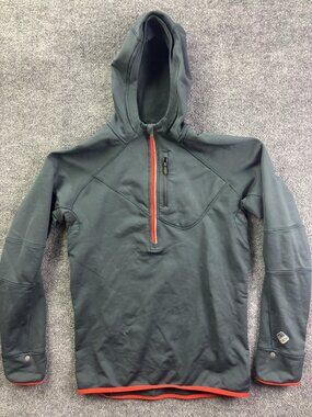 Salomon Jacket Mens Medium Gray‎ Hooded 1/2 Zip Softshell Ski Pullover ActiTherm